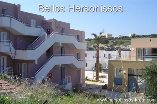 Appartementen bellos in Hersonissos, Chersonissos. Mooi gelegen net buiten centrum hersonissos, tegen de berghelling richting piscopiano en oud-hersonissos.