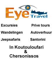 Excursies op Kreta, jeepsafaris, wandelingen, kloofwandelingen, Santorini, prive tours en nog veel meer. Kantoren in Koutouloufari en Chersonissos.