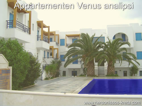 Appartementen venus analipsi. Chersonissos en Hersonissos kreta liggen vlakbij. Venus is een leuk appartement in analipsi, zwembad poolbar dicht bij groot zandstrand, autoverhuur kreta voor een veilig en voordelige autoverhuur op kreta, www.autoverhuur-kreta.com.